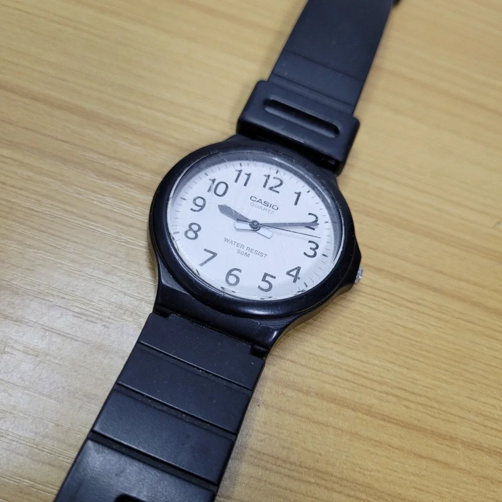 Casio MW-240 Quartz Analog Watch Black Dial Resin Strap 50m Water-Resistant